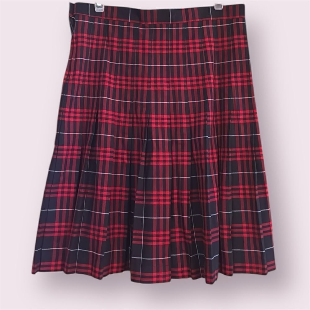 LANDS' END Pleated Plaid Skirt